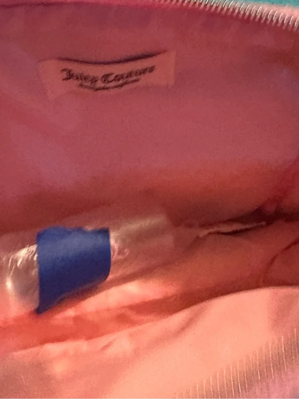 Juicy Couture Pink Heart-Textured Cosmetic Bag with Gold Logo